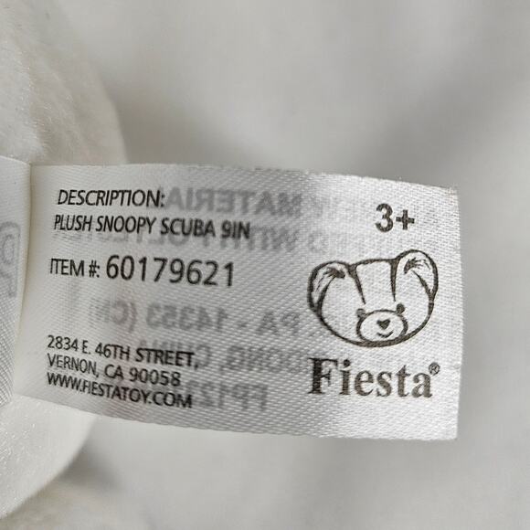 PEANUTS PLUSH SCUBA SNOOPY SNORKEL RARE 9" AGES 3+ - FIESTA ITEM #60179621 - Picture 7 of 13